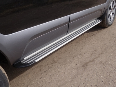 Пороги алюминиевые Slim Line Silver ТСС для Geely Emgrand X7 2013-2018
