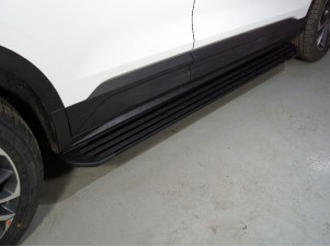Пороги алюминиевые "Slim Line Black" 1720 мм для Geely Coolray 2019-н.в. №GEELCOOL20-20B