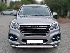 Защита переднего бампера d-60+43радиусная двойная для Haval H9 2017 – н.в. HVH9_1.1