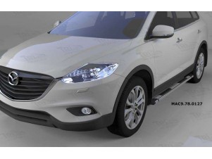 Пороги алюминиевые Emerald silver для Mazda CX-9 № MAC9.78.0127