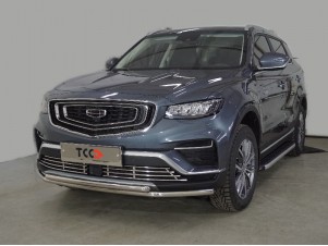 Защита передняя нижняя (двойная) 42,4/42,4 мм для Geely Atlas PRO 1.5L 4WD 2021 – н.в. GEELEATLP21-15