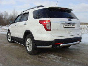 Защита заднего бампера овальная короткая 75х42 мм для Ford Explorer № FOREXPL12-11
